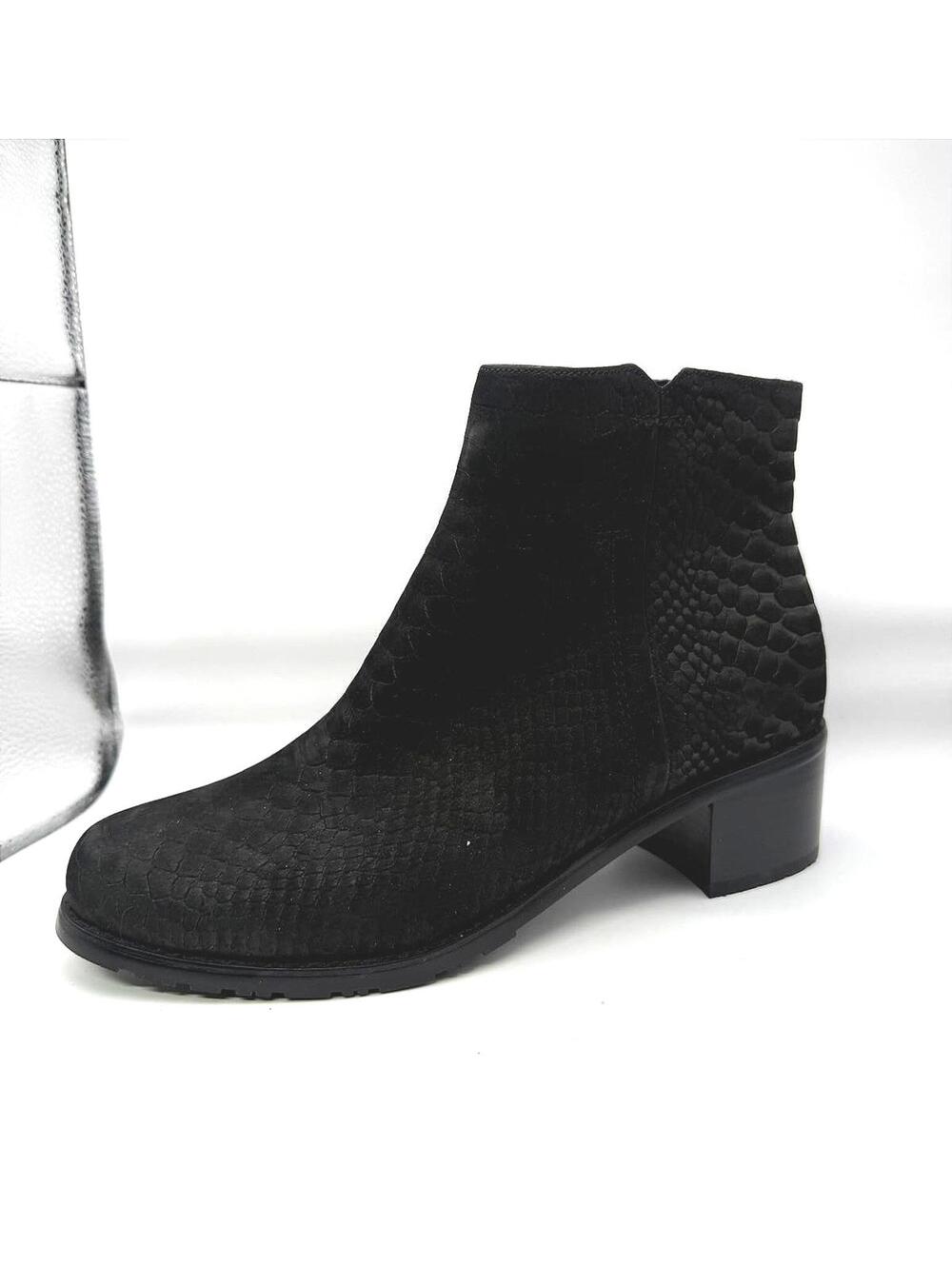 Vaneli Udette Black Nabit Print Ankle Boots, Size 8W
